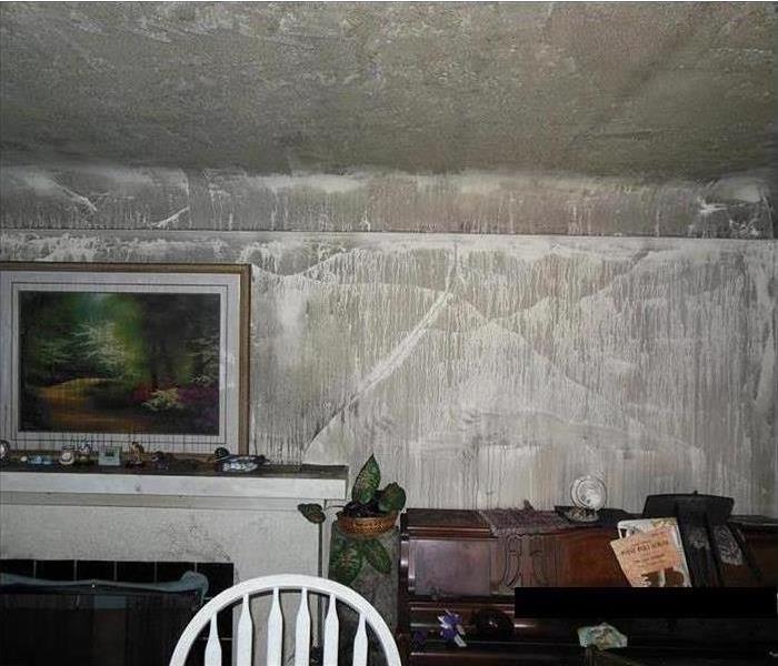 Heavy smoke damaged family room